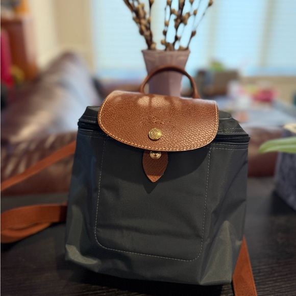 Longchamp mini le pilage canvas backpack in gunmetal - Picture 3 of 9